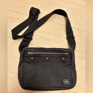 Porter-Yoshida & Co Canvas Shoulder Crossbody Bag Black Stripe